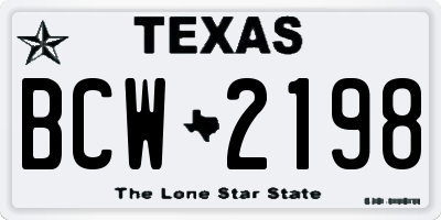 TX license plate BCW2198