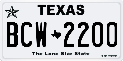 TX license plate BCW2200