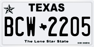 TX license plate BCW2205
