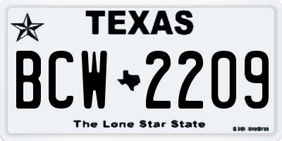 TX license plate BCW2209