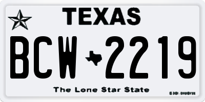 TX license plate BCW2219