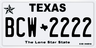 TX license plate BCW2222