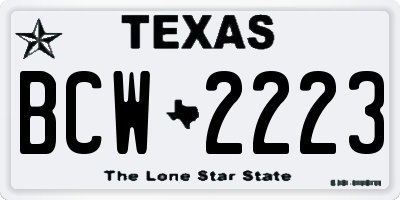 TX license plate BCW2223