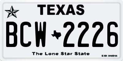 TX license plate BCW2226