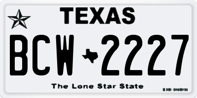 TX license plate BCW2227
