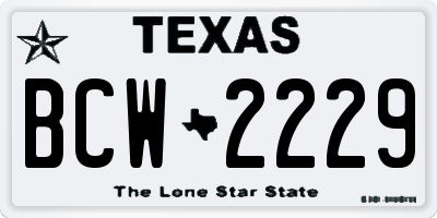 TX license plate BCW2229