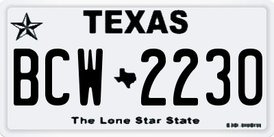 TX license plate BCW2230