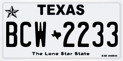 TX license plate BCW2233