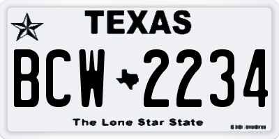 TX license plate BCW2234