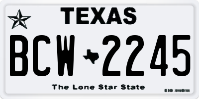 TX license plate BCW2245