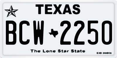 TX license plate BCW2250