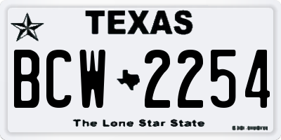 TX license plate BCW2254