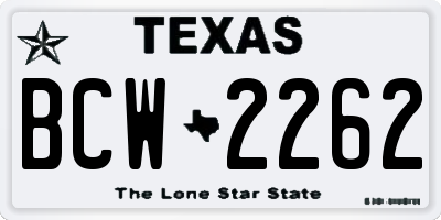 TX license plate BCW2262