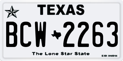 TX license plate BCW2263