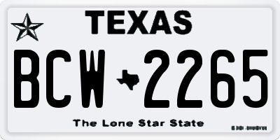 TX license plate BCW2265