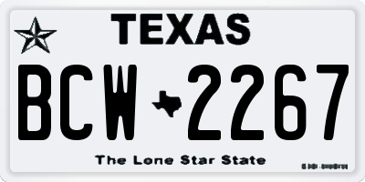 TX license plate BCW2267