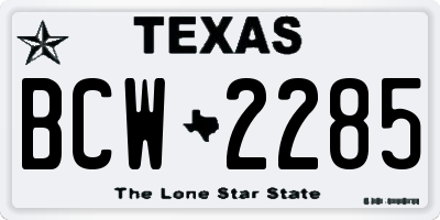 TX license plate BCW2285