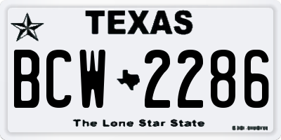 TX license plate BCW2286