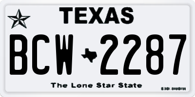 TX license plate BCW2287