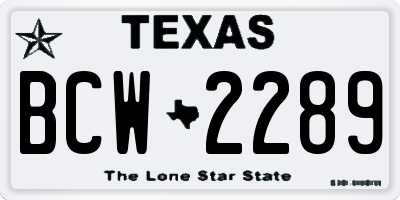 TX license plate BCW2289