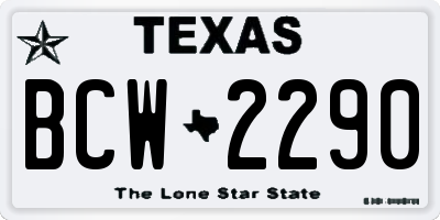 TX license plate BCW2290