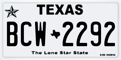 TX license plate BCW2292