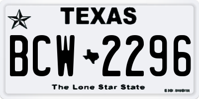 TX license plate BCW2296