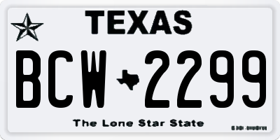 TX license plate BCW2299
