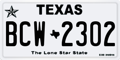 TX license plate BCW2302