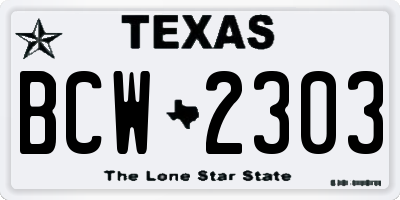 TX license plate BCW2303