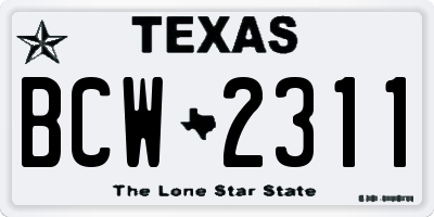 TX license plate BCW2311