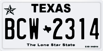 TX license plate BCW2314