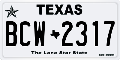 TX license plate BCW2317