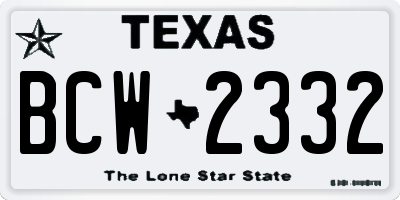 TX license plate BCW2332