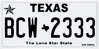 TX license plate BCW2333