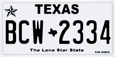 TX license plate BCW2334