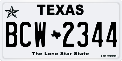 TX license plate BCW2344