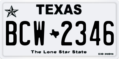 TX license plate BCW2346