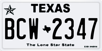 TX license plate BCW2347