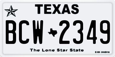 TX license plate BCW2349