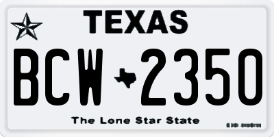 TX license plate BCW2350