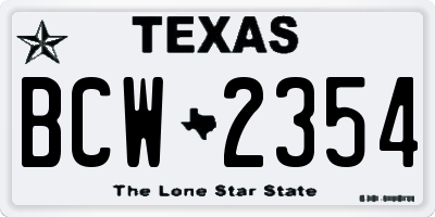 TX license plate BCW2354
