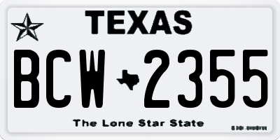 TX license plate BCW2355