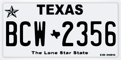 TX license plate BCW2356