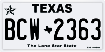 TX license plate BCW2363