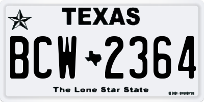 TX license plate BCW2364