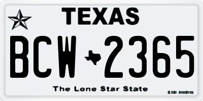 TX license plate BCW2365