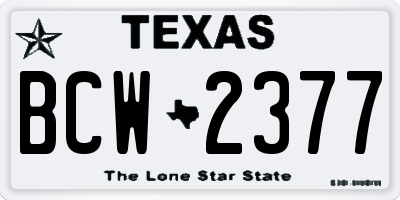 TX license plate BCW2377