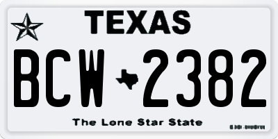 TX license plate BCW2382