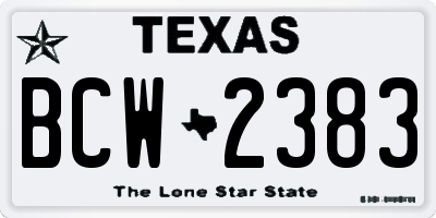 TX license plate BCW2383